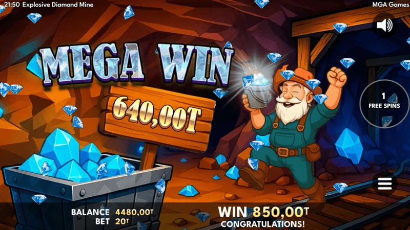 Explosive Diamond Mine - mega win in the bonus