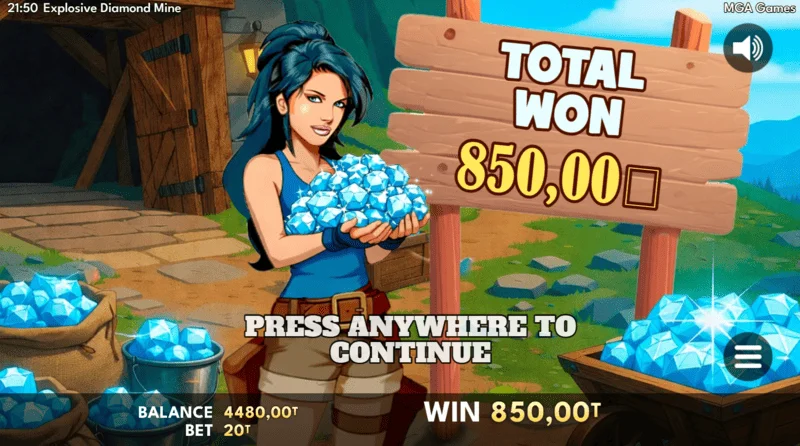 Explosive Diamond Mine - total win for the round